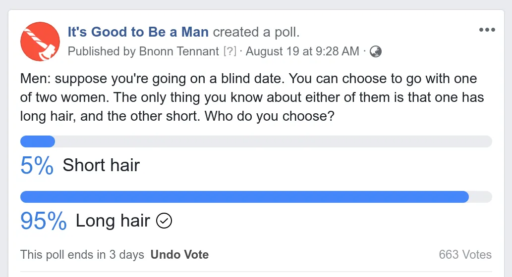 Poll: men overwhelmingly prefer long hair on women